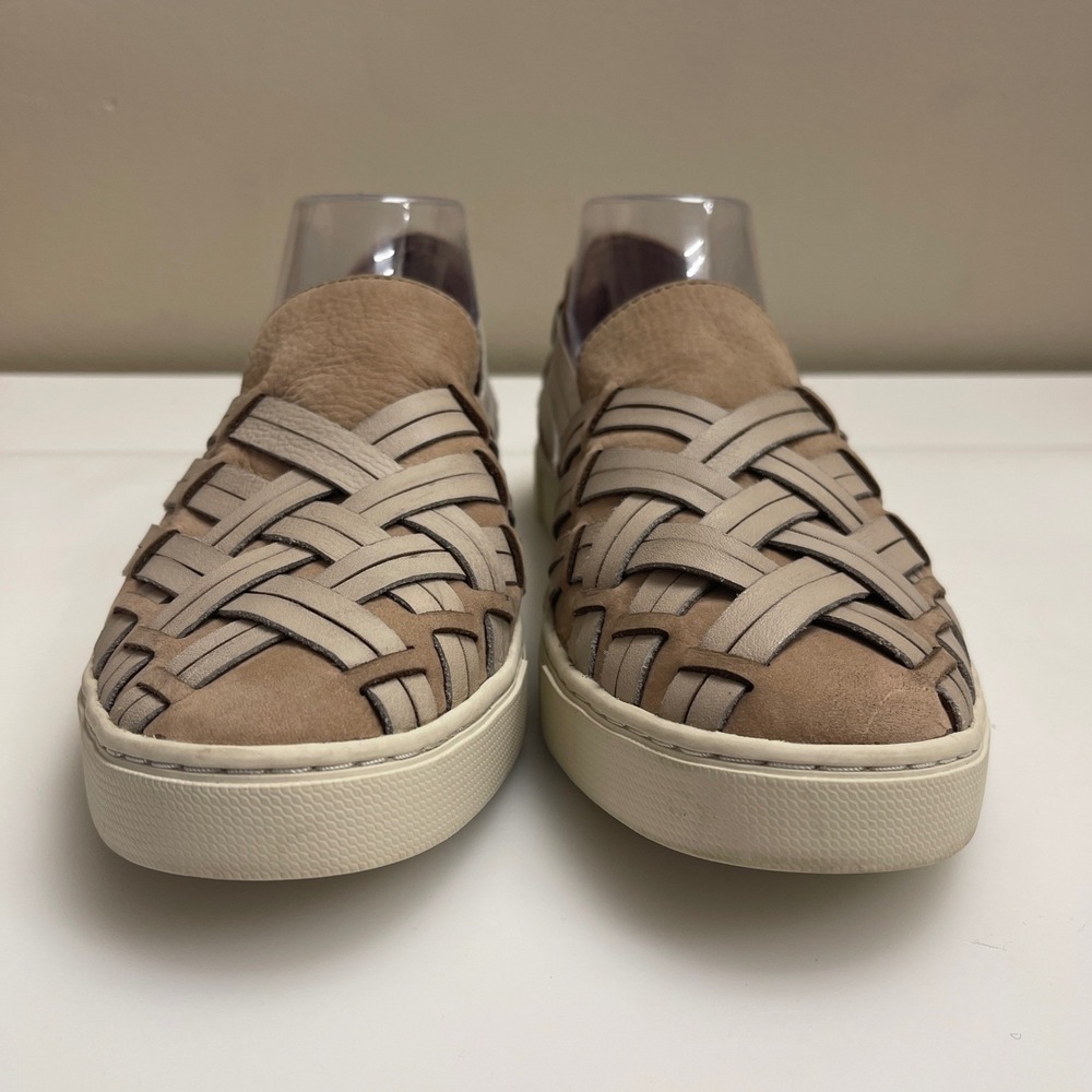 Frye Shoes Womens 9 Tan Ivy Huarache Woven Leather Low Top Slip On Sneakers - Picture 4 of 10